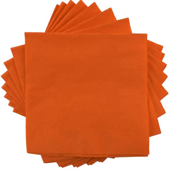 JAM Paper Orange Small Beverage Napkins, 100ct.